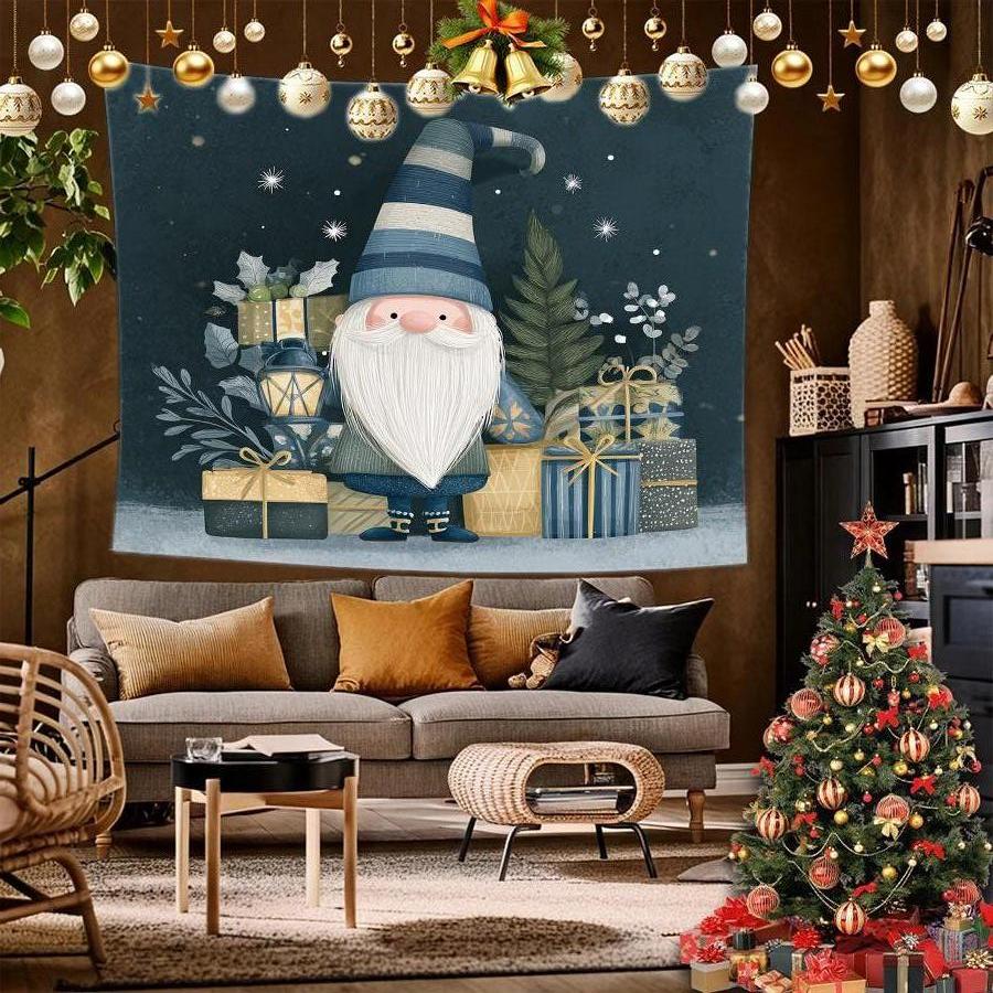 Christmas Gnome Tapestry Background Cloth Hanging Cloth Bedroom Bedside Decorative Wall Cloth Rental Dormitory Tapestry