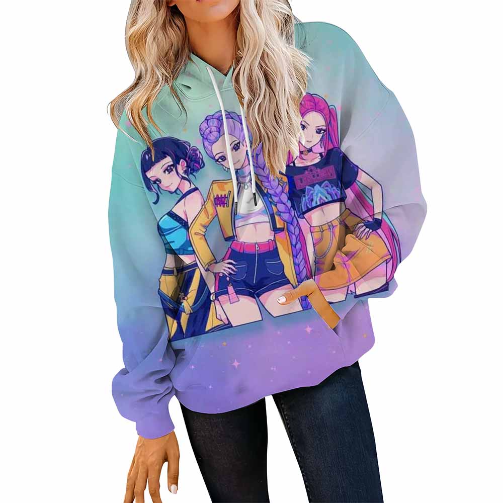 KPOP Demon Hunters Women's New Hooded Sweatshirt Oversized Soft Kangaroo Pocket Long Sleeve Autumn Winter Fashion Hoodies