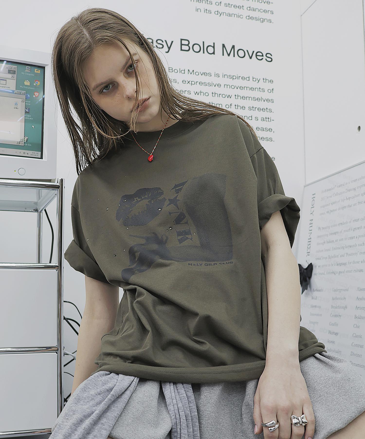 Holy Number Seven Oversized Hip Hop Dance Studio Funk Graphic Short Sleeve T-Shirt_Khaki Khaki/Free