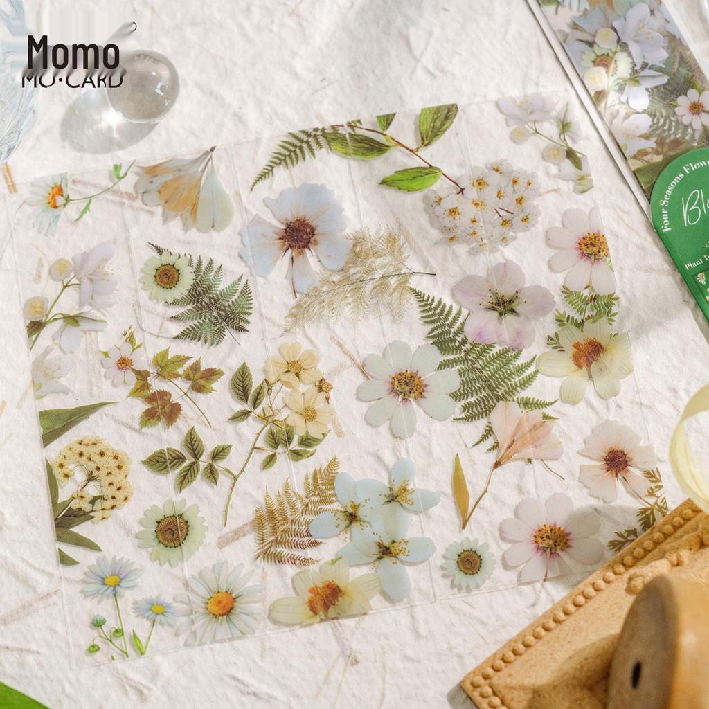 MomoPET Floral Journey Bookmark Collection: Semi-Transparent Page Clips with Four Seasons Flowers.