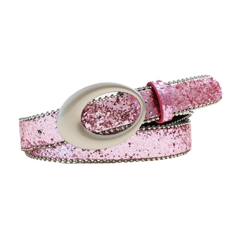 Women's Glitter Rhinestones Studded PU Belt Adjustable Waistband For Jeans Casual Party Wear