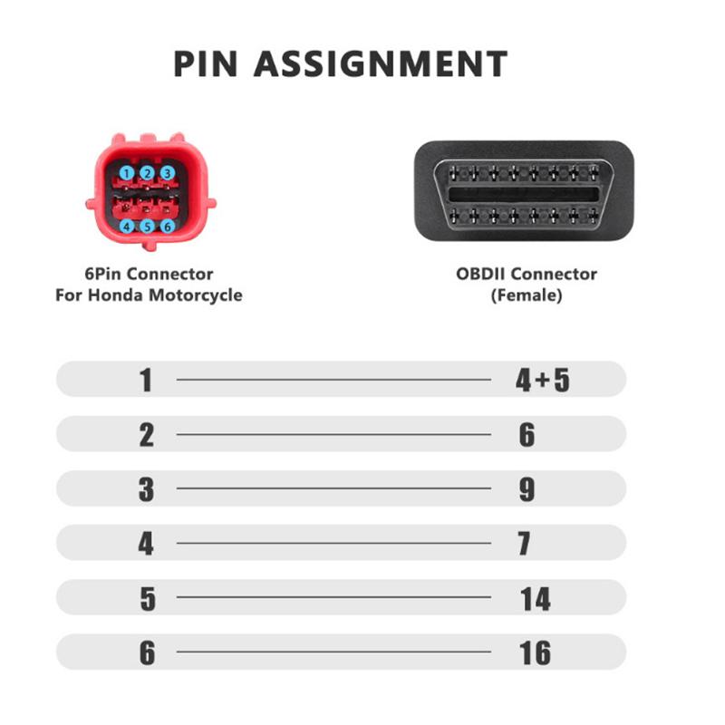 Cablu adaptor de diagnosticare cu 6 pini la OBD2 pentru diagnosticarea defecțiunilor motorului motocicletei Moto Guzzi Piaggio Vespa și conector pentru detector