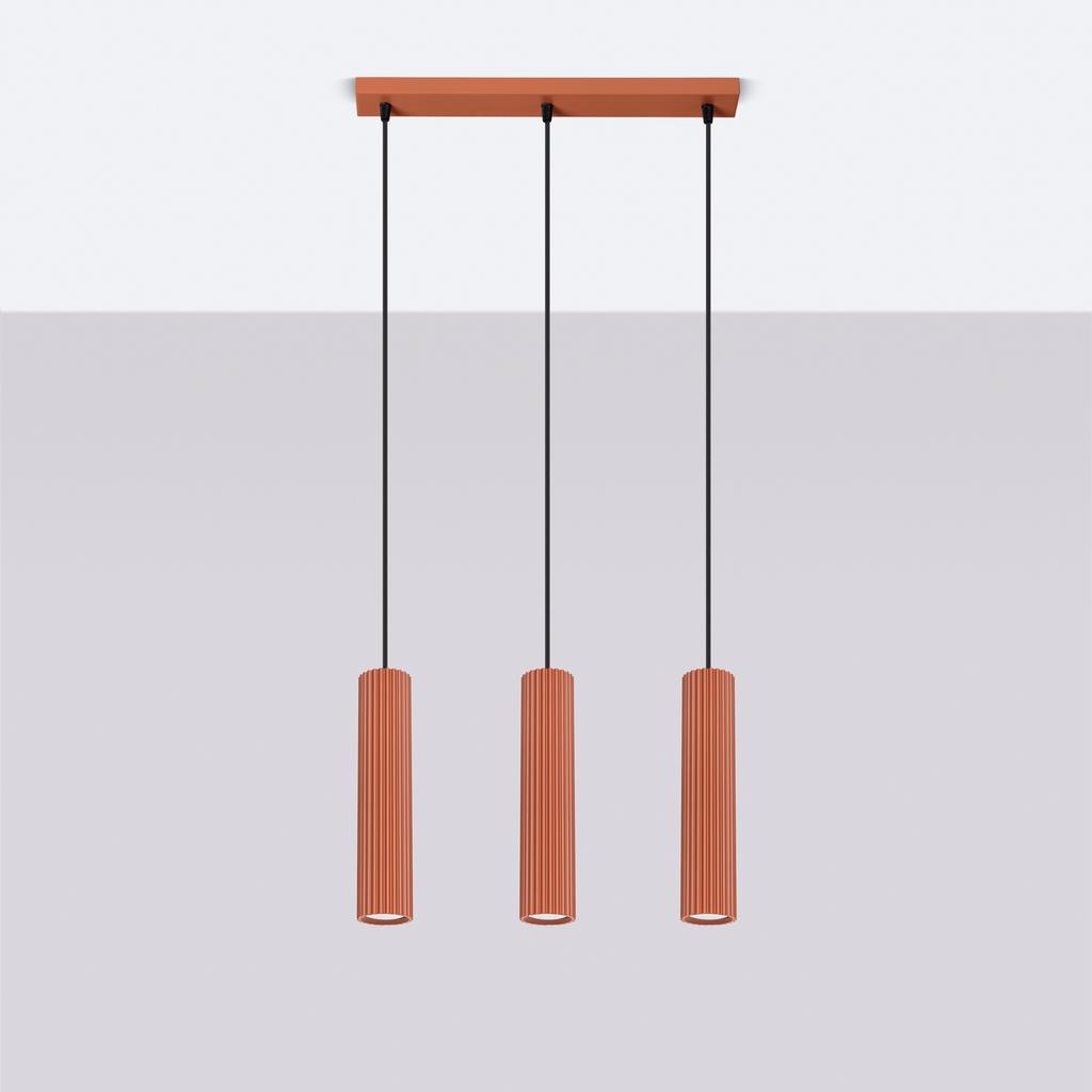 Lampa Wisząca Amber 3 Gu10 Ochra Czerwona Alu Lumilo 16.267.32