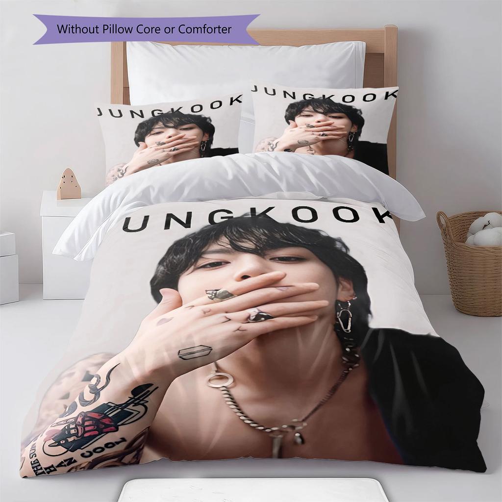Jeon Jeongguk Pattern Bedding,Quilt Set Quilt Cover Pillowcase Home Birthday Gift(1 * Duvet Cover + 2 * Pillowcase, Without Core)