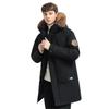 Giacca da uomo in piumino con collo in pelliccia, invernale, di media lunghezza, da lavoro, con tasche grandi, casual, ampia e spessa