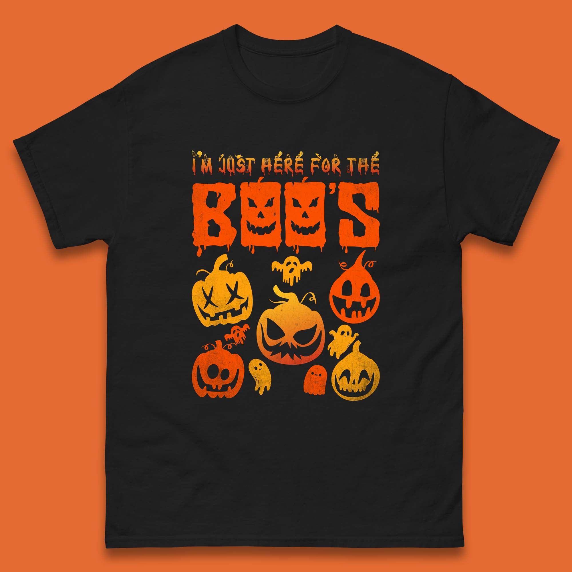 I m Just Here For The Boos Halloween Funny Pumpkin Ghost Boos Jack-o-lantern Mens Tee Top L