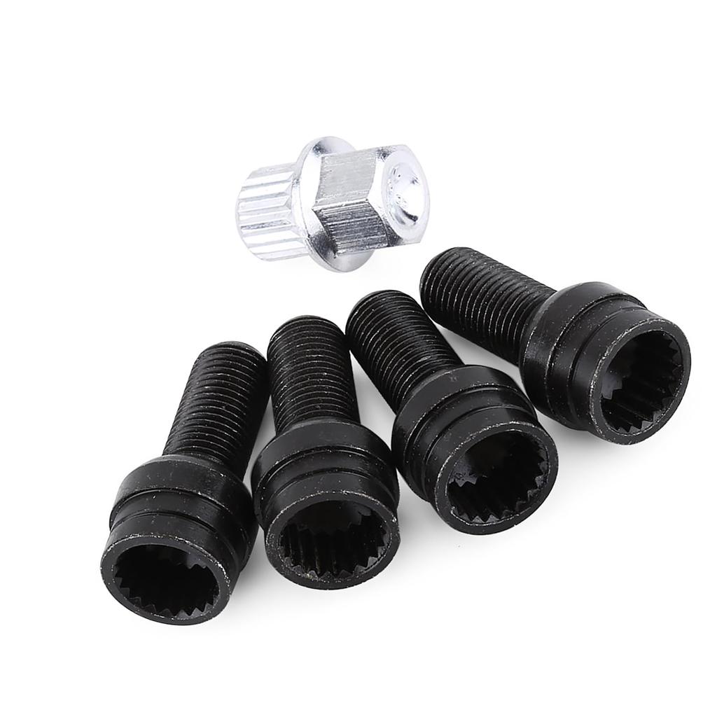 M14 * 1.5MM Black Steel Wheel Bolt & Lock Lug Nut Set with Key for Car Repair and Maintenance