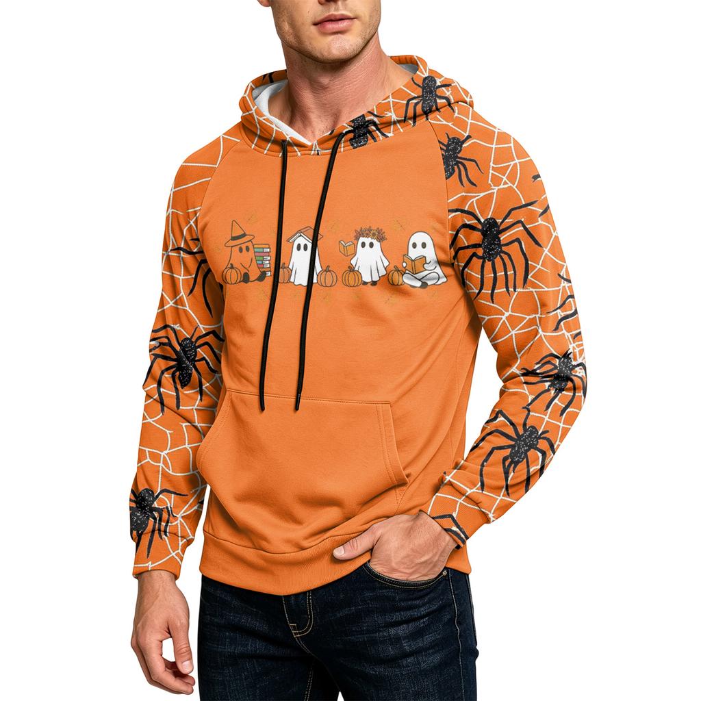 Men's Casual Printed Loose Fit Hoodie with Pocket and Drawstring for Everyday Wear