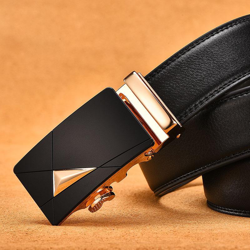 Men'S Automatic Buckle Belt True Two-Layer Cowhide Automatic Buckle High-End Men'S Pants Belt Business Source