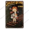 Chocolate Girl Poster Vintage Metal Plate Cartoon Ice Cream Strawbarry Metal Tin Signs Wall Decor Dessert House Bakery Kids Room