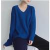 Jerséis Básicos de Punto para Mujer Otoño Invierno Cálido Suéter Cuello en V Moda Holgado Manga Larga Clásico Casual Tops de Punto