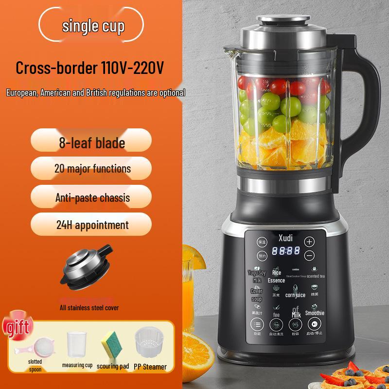 

110V Multi-Function Soy Milk & Juice Maker: Automatic Household Wall Breaker & Food Supplement Cooking Machine (US Standard)