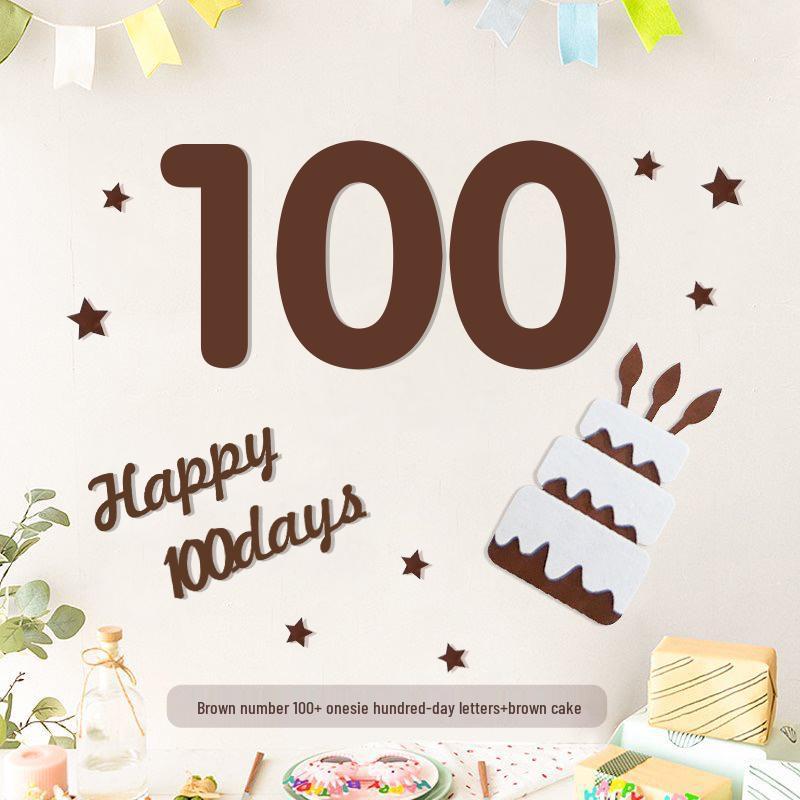 Minimalist Mori-Style Felt Happy Birthday Cake Wall Sticker for Baby's 1st Birthday Photo Props.