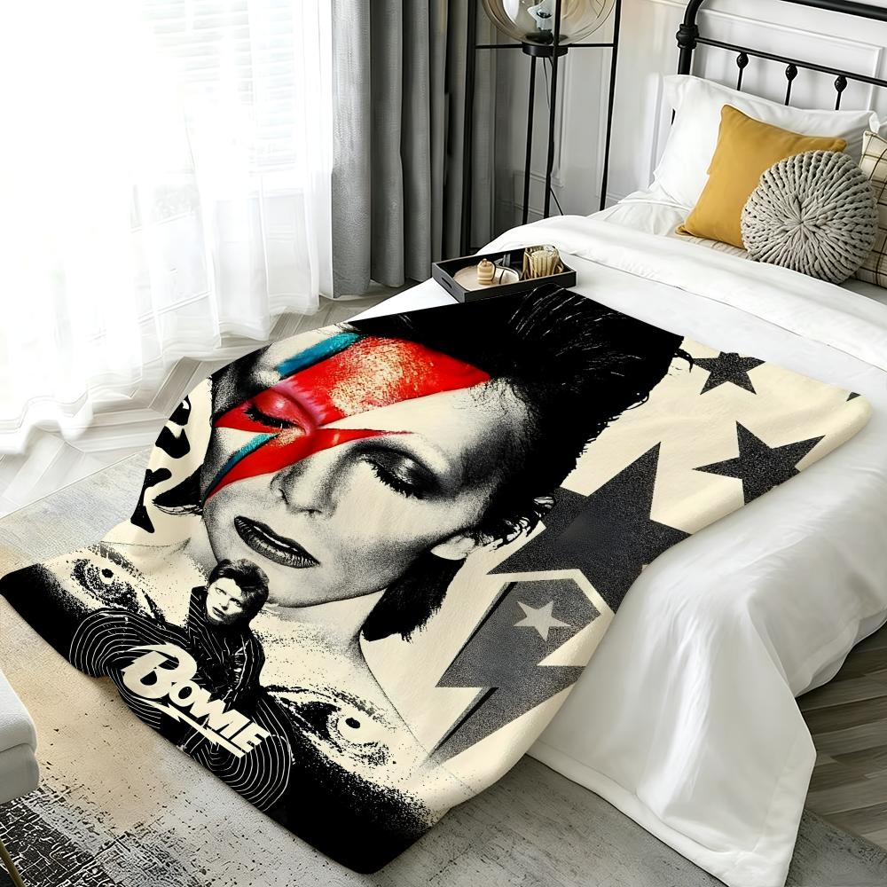 Music D-David Bowie Throw Flannel Blanket Perfect for Sofa Office Bed Travel Sleep Read Relax Camping Four Season Use