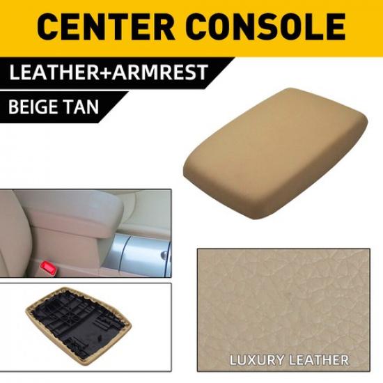 Fits 2008-2013 Toyota Highlander Leather Console Lid Armrest Beige Cover Tan