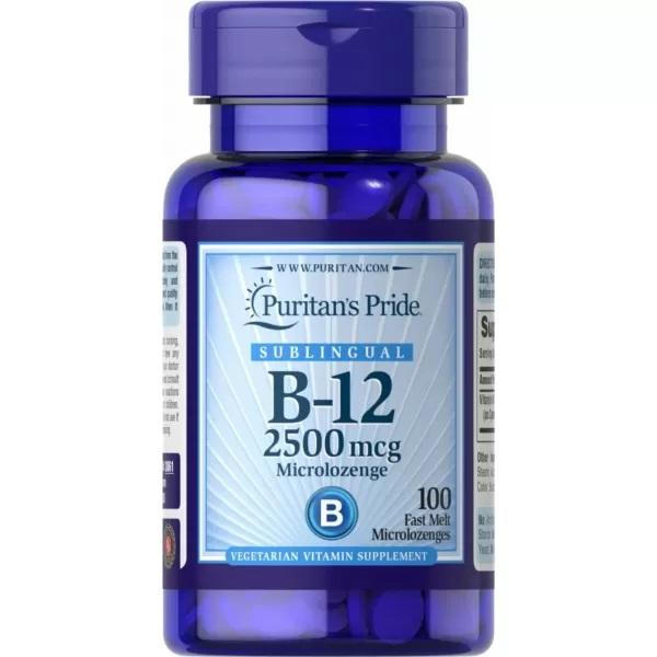 

Puritan s Pride Вітамін B-12 2500 мкг сублінгвально, 100 мікропастилок