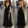 Elegant Women Party Sling Evening Dress With Deep V-neck And Stunning Backless Design