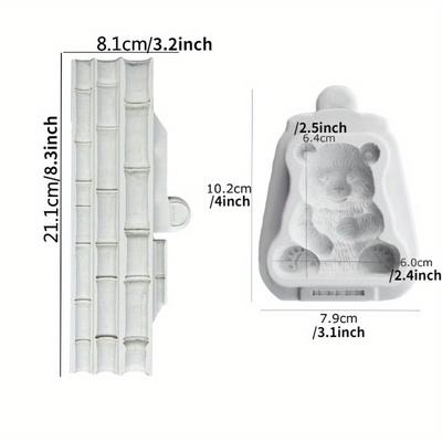2PCS/SET Simulation Panda Bamboo Shape Silicone Mold Kitchen Cake Baking Decorating Cookie Making Dessert Cake Mold Clay Mold