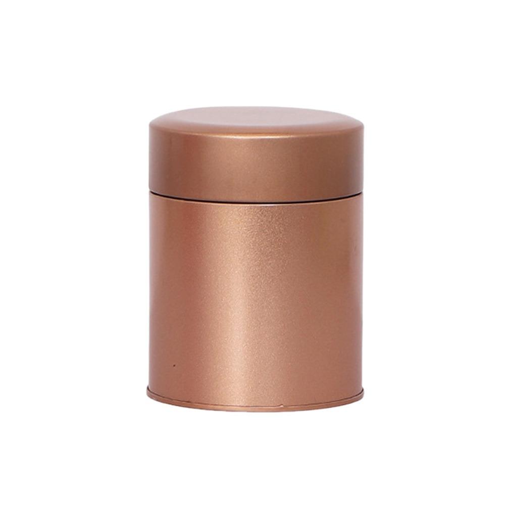 

Round Tea Jar Large Capacity Coffee Bean Storage Box Portable Tea Tin for Home&Travel Gold-S
