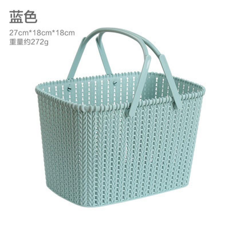 Plastic Wicker-Style Handheld Storage Basket Bathroom Kitchen Fruits Cosmetics Laundry