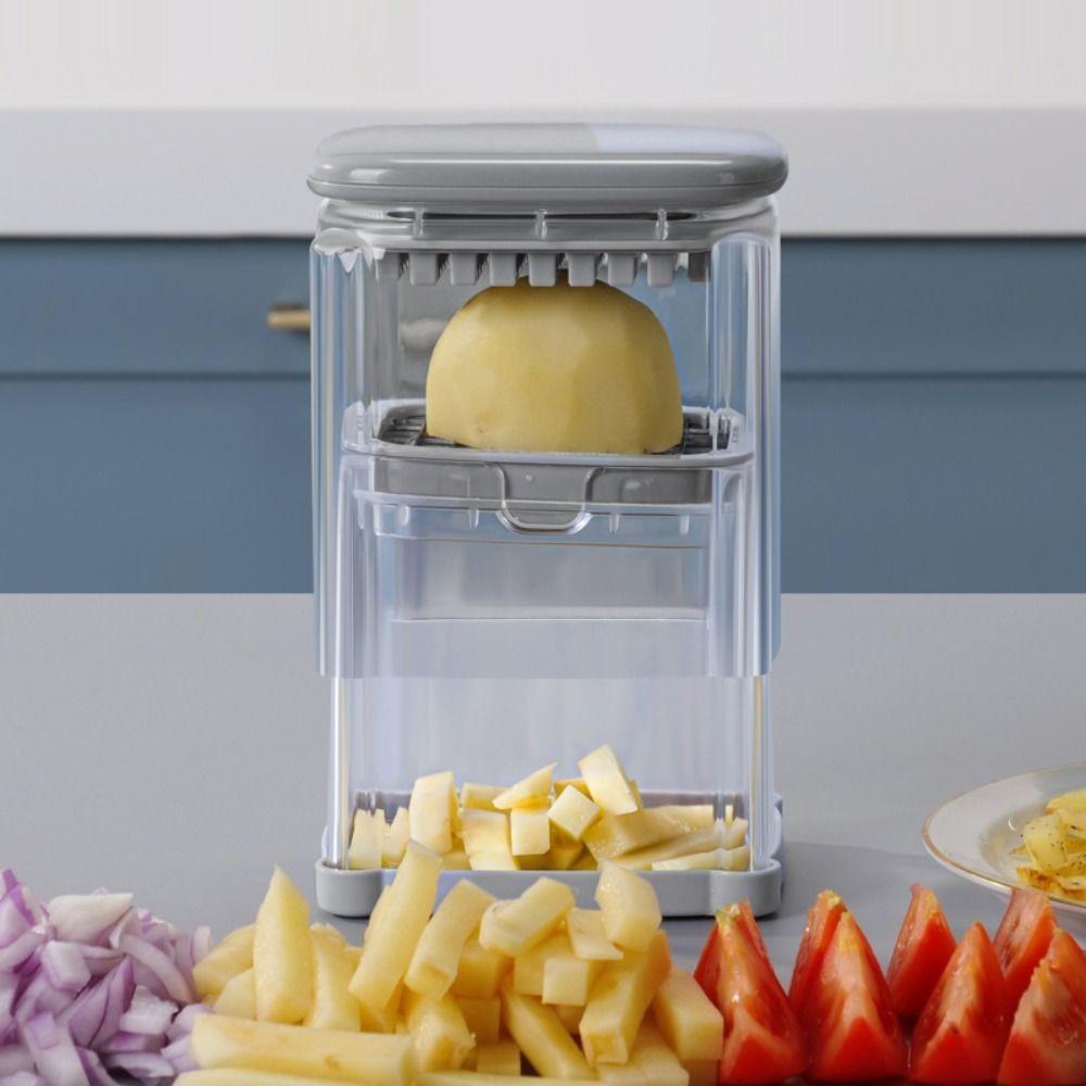 Kitchen Gadgets Manual French Fries Cutter Hand Press with 4 Blades Vegetable Dicer 4 in 1 Efficient Fruit Slicer Cooking