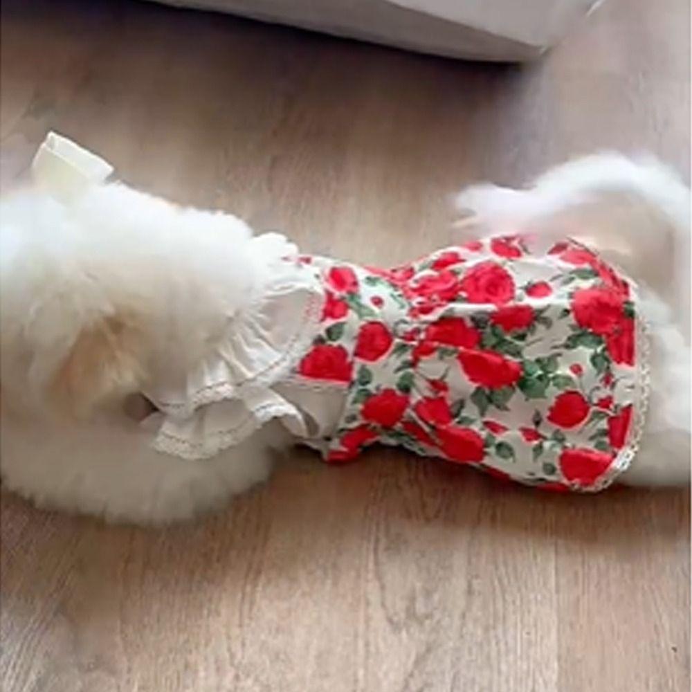 Comfortable Cute Rose Flower Dog Dress Soft Breathable Pet Summer Clothes Thin Design Dog Vest Puppy