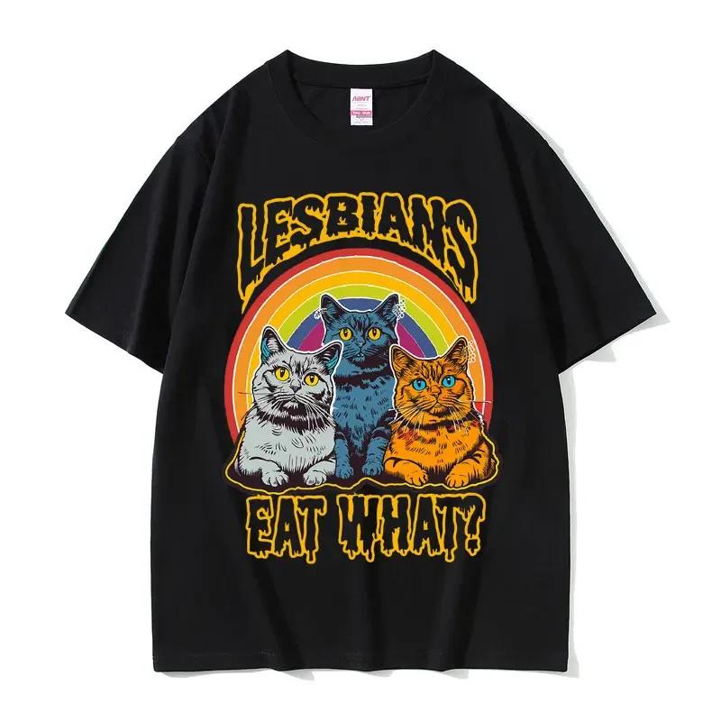 Lesbians Eat What Graphic Tshirt Unisex Unisex Fashion Oversized Streetwear Unisex Casual Soft Cotton Short Sleeve Male Loose Tees