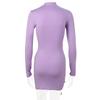 New Elegant Half Turtleneck Long Sleeved Drawstring Pleated Lace-up Dress Spring Autumn Bodycon Party Short Dress Female Solid Color Casual Clothing