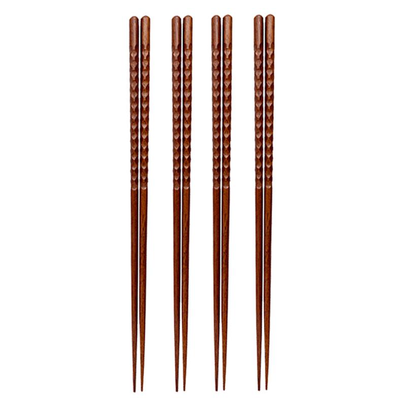 4 Pairs Extra Long Wooden Chopsticks 33cm Cooking Frying Chopsticks Kitchen Restaurant Reusable Chop Sticks For Hot Pot Noodle
