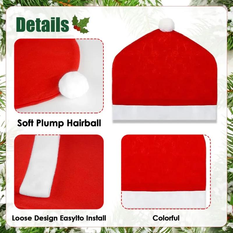 1-10PCS Christmas Santa Claus Hat Car Headrest Covers Red Polyester Seat Cover Decoration for Holiday Party Accessories