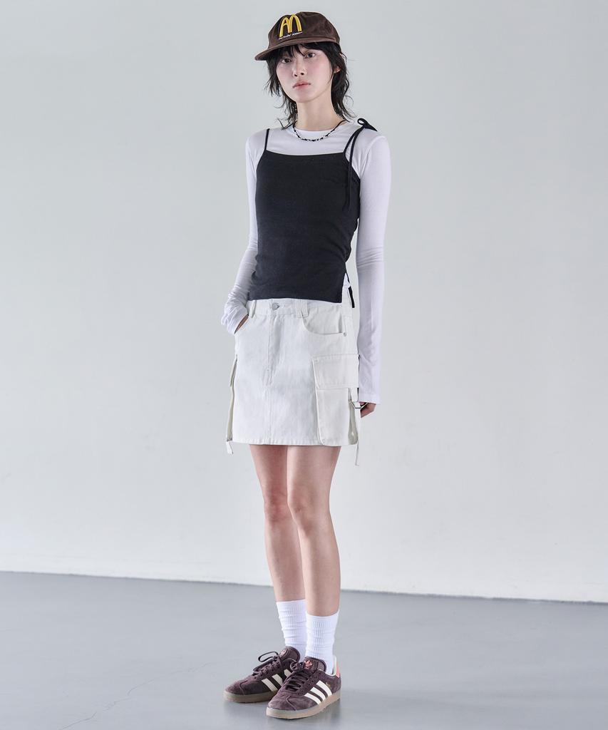 Deketeuumeon Cargo Mini Skirt Dcsk004Ivory
