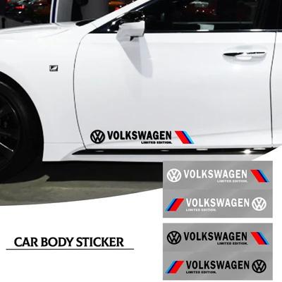 VW Para Volkswagen 2uds Pegatina Insignia Calcomanía Decoración Emblema Para Puerta Lateral de Coche Para VW Volkswagen R Rline Jetta Golf Polo Beetle CC E
