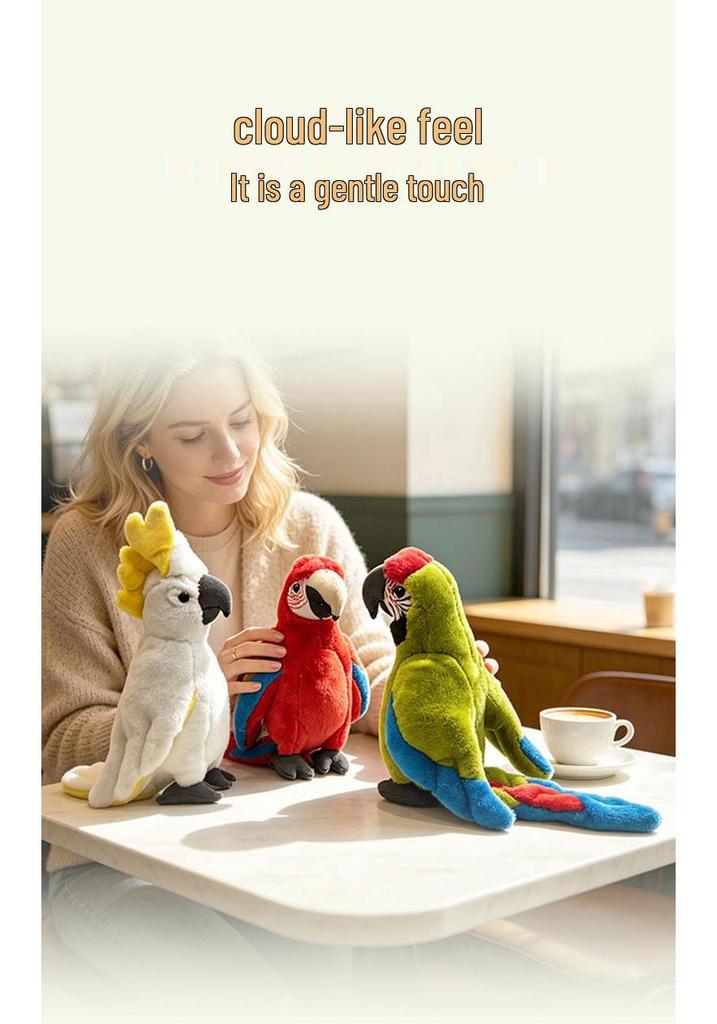 Pink Macaw Parrot Plush Toy - Realistic Small Bird Doll for Children