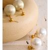 Yhpup 20*20mm Big Simulated Pearls Round Drop Earrings Vintage Stainless Steel Daily Wear Korean Jewelry Wholesale Waterproof