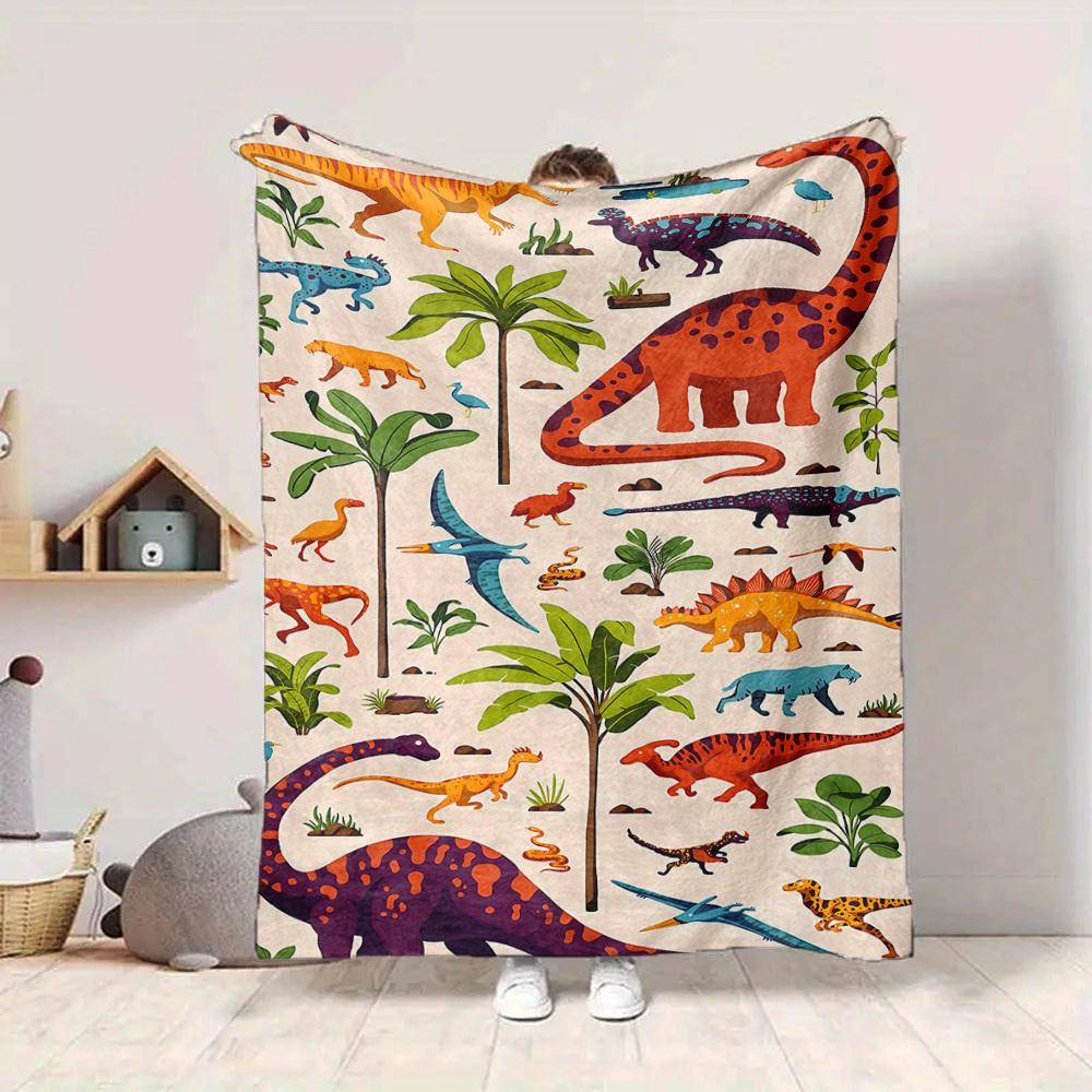 1pc Dino World Lightweight Flannel Blanket, Comfortable and Warm Blanket, for Office and Camping Sofa Bed077