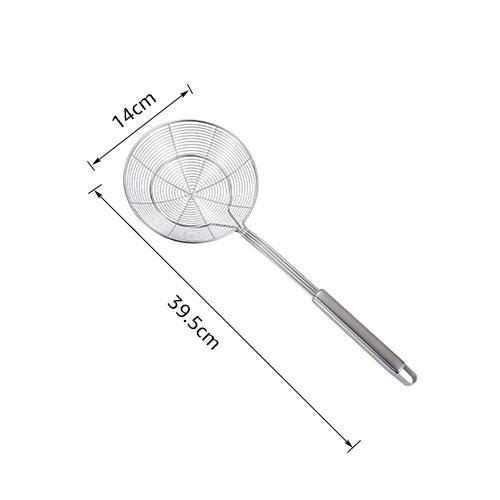 Solid 18/8 Stainless Steel Spider Strainer Skimmer Ladle, 14/16/18/20cm Frying Spoon with Handle - Kitchen Tools