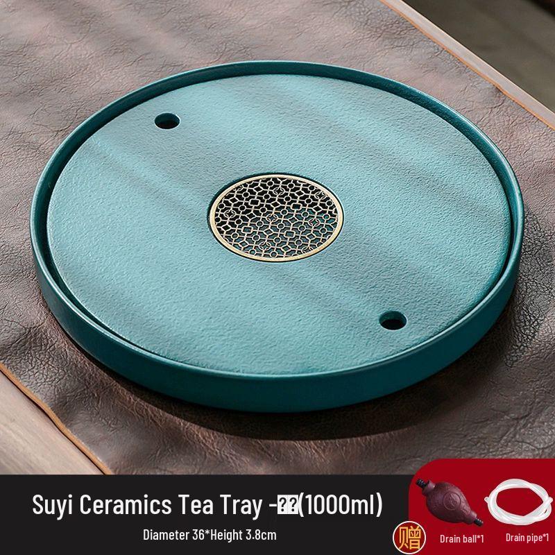 

Керамический круглый чайный поднос грубой работы