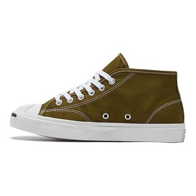 Jack Purcell Round Toe Lace-Up Mid-Top Canvas Shoes Unisex Sneakers Green 168521C
