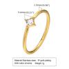 Minimalist Water Drop White Zircon Women Ring, Wave Drop Stainless Steel Ring, 18K Gold Plated Waterproof Luxury Jewelry