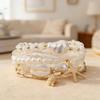 Summer Beach Bracelet for Women Faux Pearl Seashell Starfish Boho Layered Beaded Bracelets Handmade Stretch Bracelet