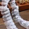 Bordure en Dentelle Plissée Double Couche Premium Ruban de Soie pour Accessoires de Vêtement DIY