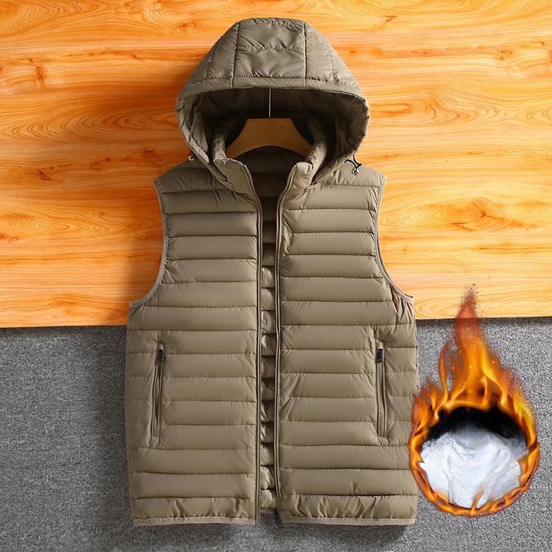 Autumn and Winter New Men's Cotton Waistcoat Removable Cap Shoulder Jacket Large Size Fashion Trend Waistcoat