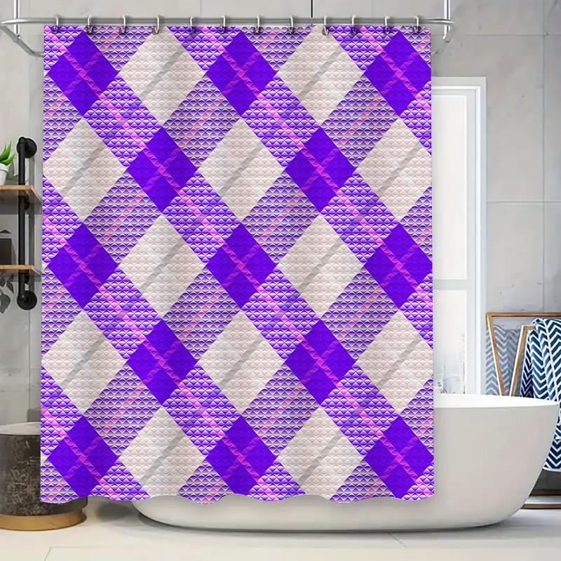 

Geometric Pattern Shower Curtain Modern Decor Bathroom Accessories in Multicolor Black Pink Fabric for Home Decoration 90x180cm