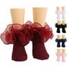 1 Paar Kindersocken im Lolita-Prinzessinnen-Stil mit floralem Spitzendekor, einfarbig, weich, atmungsaktiv, elastisch, rutschfest, Ballett-Tanz-Performance-Socken