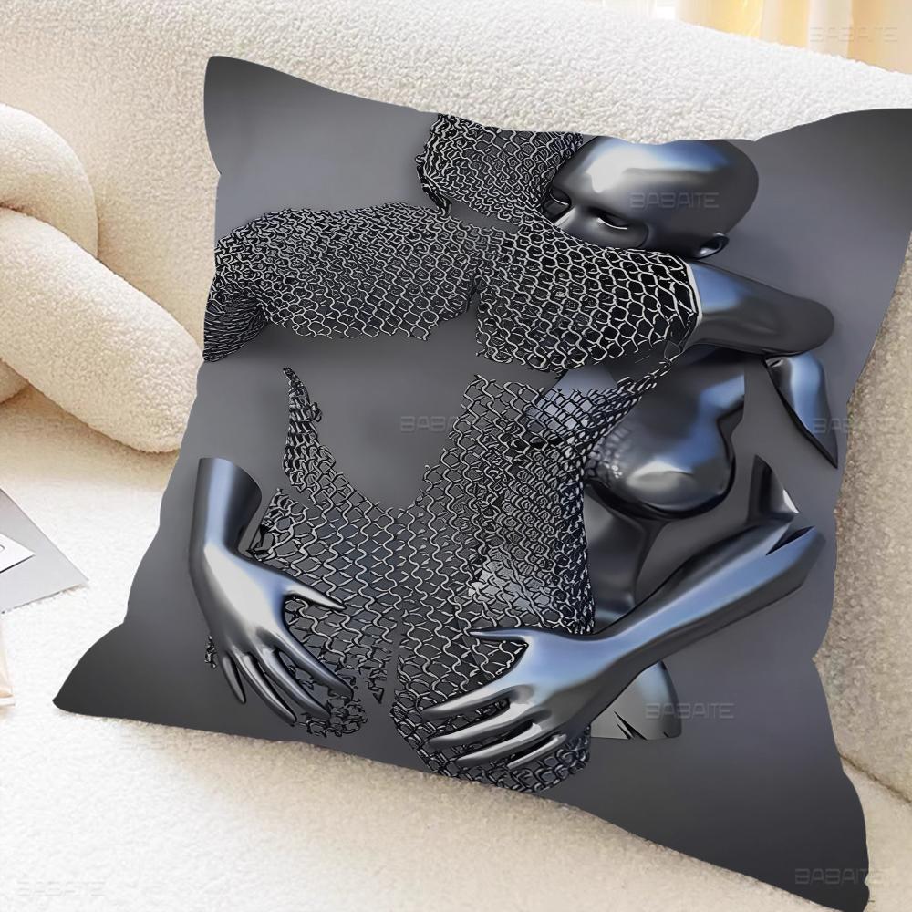 Metal Figure Statue Pillow Cover For Bedroom Room And Living Room Sofa Decorative Cushion Cover