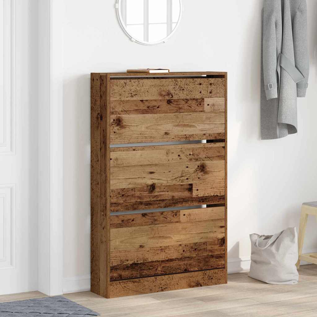 Shoe Cabinet with Shelf Rustic Wood Finish 80 x 21 x 125.5 cm Engineered Wood