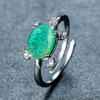 Wish personalized platinum oval blue-green-white Opal turtle opening versatile ring slightly inlaid with zircon