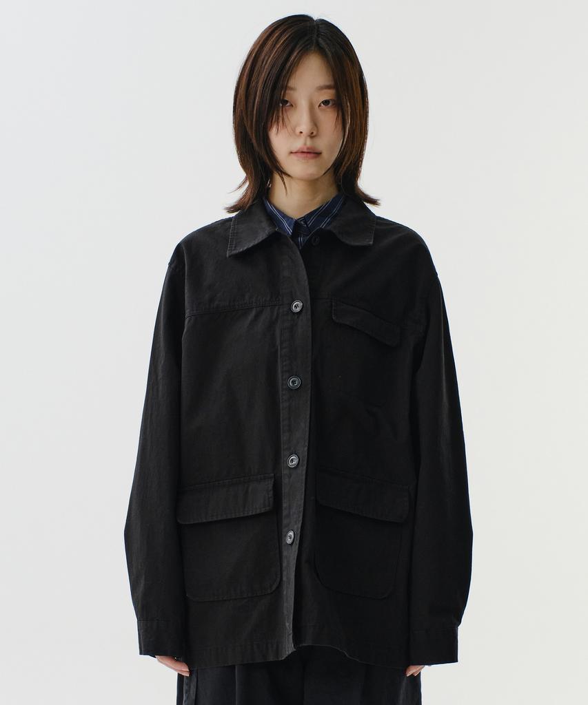 Divein Women Vintage Washing Work Jacket (Black)