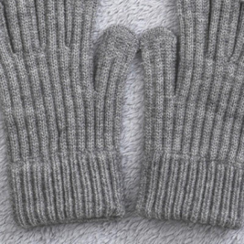 Daiso Ribbed Finger Hole Gloves Grey