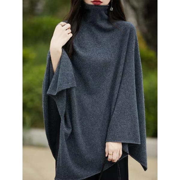 Wool Shawl Women's Medium-Length Sleeveless Casual Pullover Cape Jacket